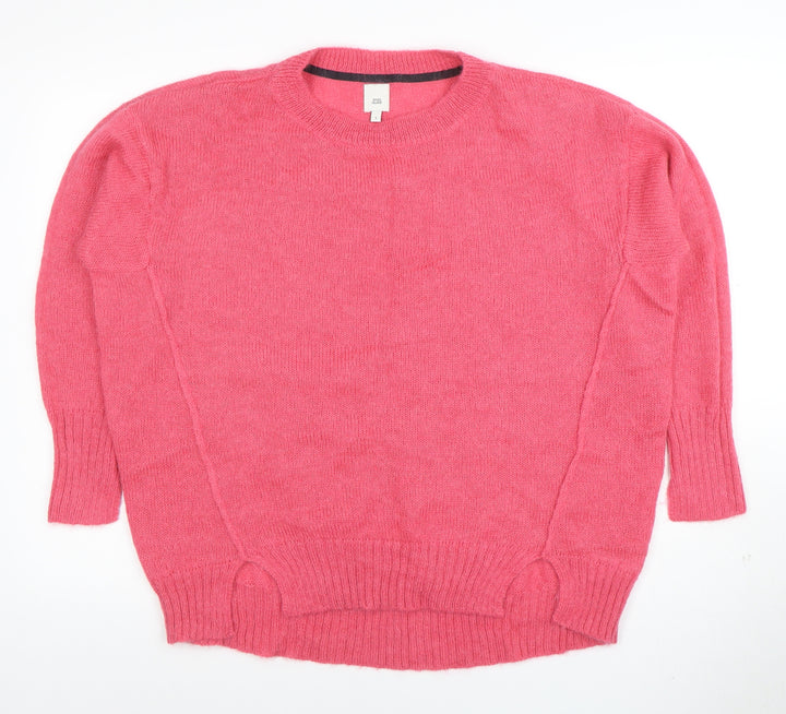 River Island Womens Pink Wool Blend Crew Neck Pullover Jumper Size S