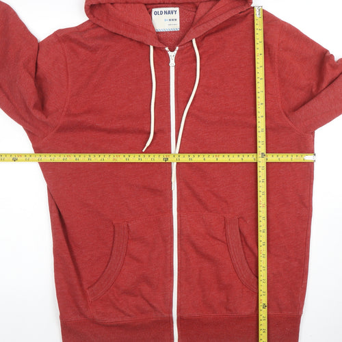 Old Navy Men's Red Full Zip Hoodie Size M Lightweight Cotton Blend