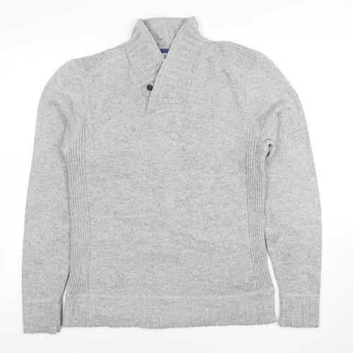 Ted Baker Men's Grey Wool Blend Collared Pullover Jumper M