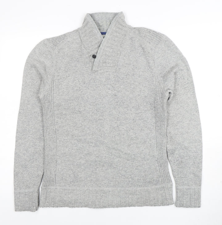 Ted Baker Men's Grey Wool Blend Collared Pullover Jumper M