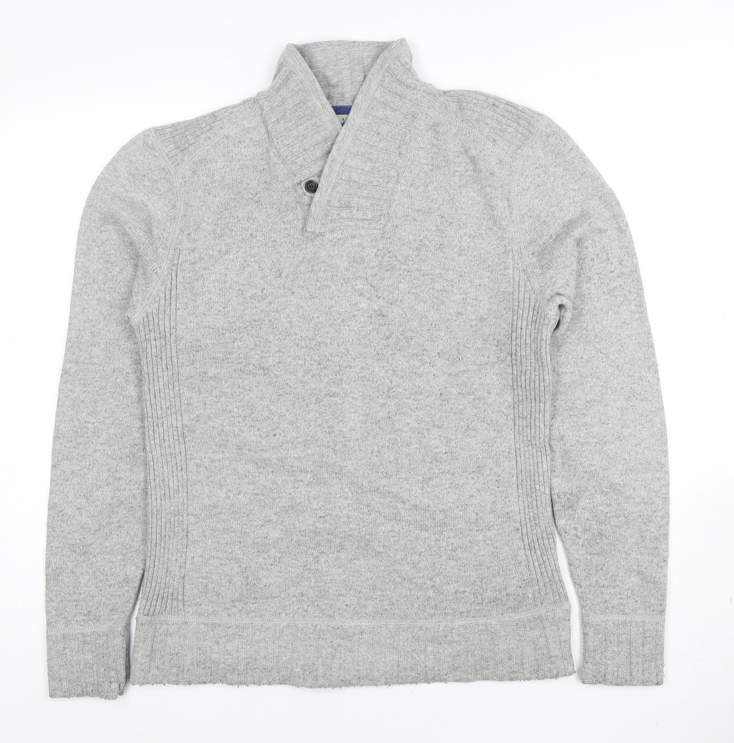 Ted Baker Men's Grey Wool Blend Collared Pullover Jumper M