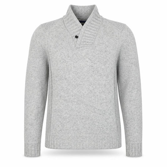 Front view of Ted Baker Men's Grey Wool Blend Collared jumper M