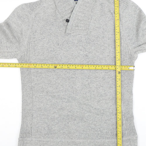 Ted Baker Men's Grey Wool Blend Collared Pullover Jumper M