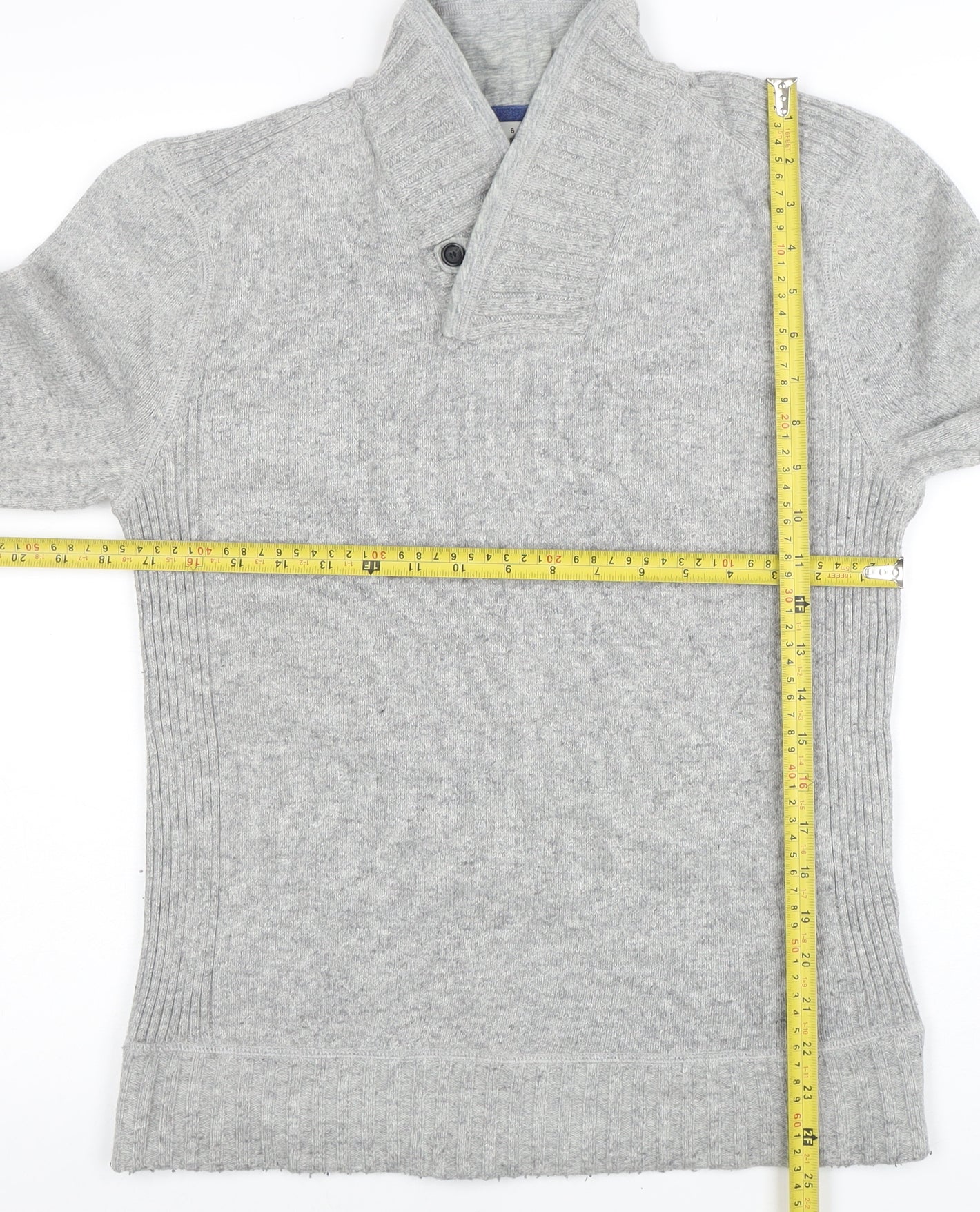 Ted Baker Men's Grey Wool Blend Collared Pullover Jumper M