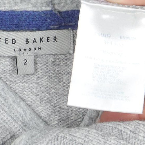 Ted Baker Men's Grey Wool Blend Collared Pullover Jumper M