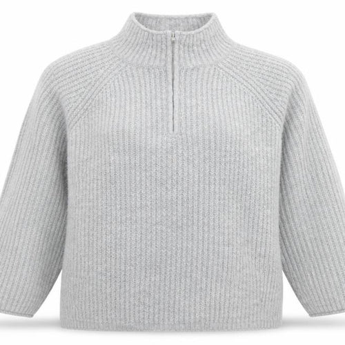 ASOS Women Grey Chunky Mock Neck 1/2 Zip Knit Jumper Size 18