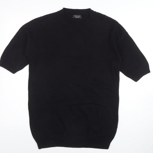 Zara Man Black Cotton Short Sleeve Crew Neck Jumper Size M