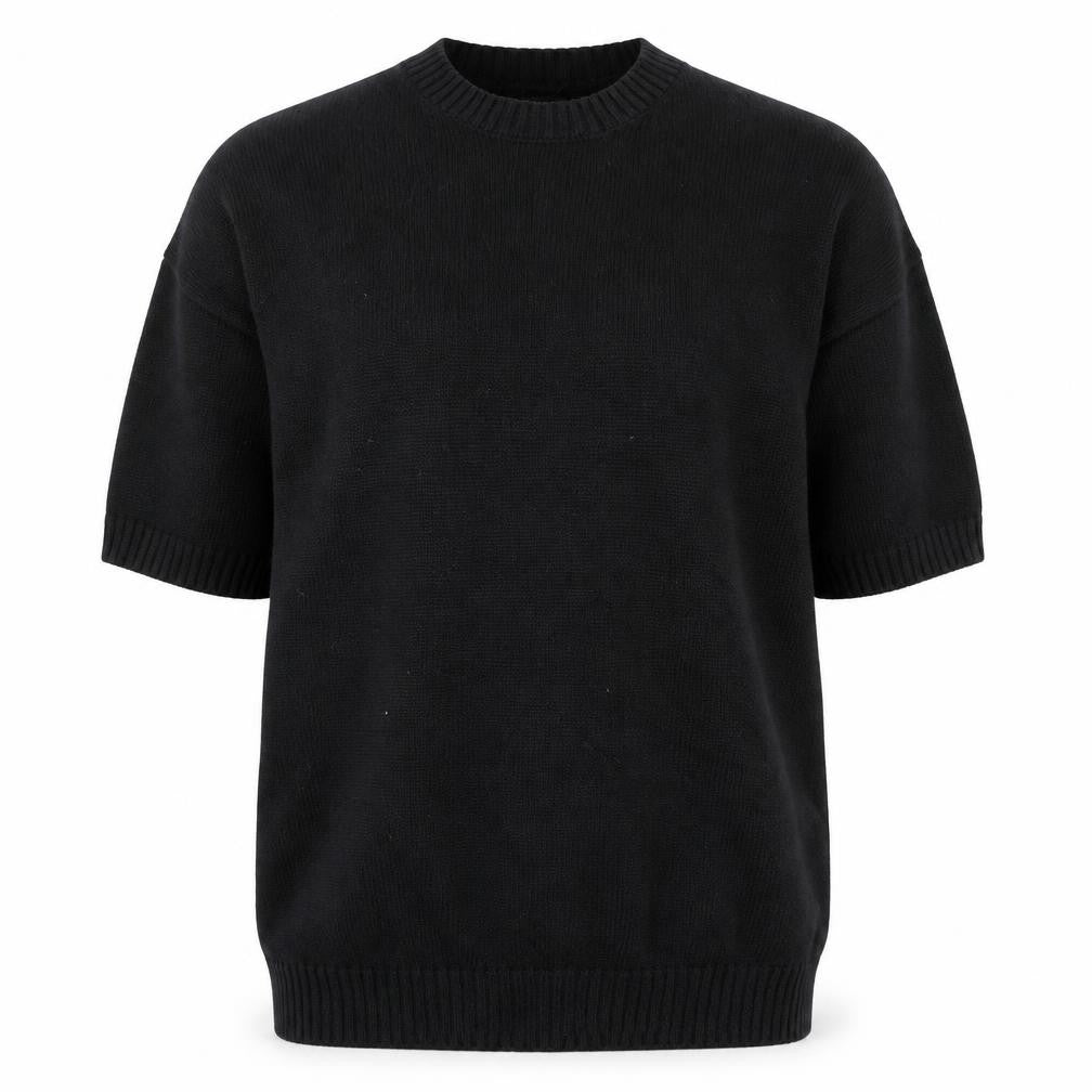 Front view of Zara Man Black Cotton Short Sleeve Crew Neck Jumper, size M