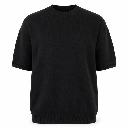 Front view of Zara Man Black Cotton Short Sleeve Crew Neck Jumper, size M