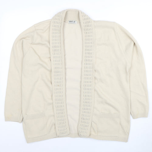 Envy Us Women Beige 2XL Open Front Cardigan Knit Jumper