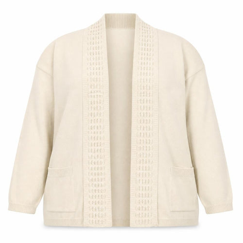 Envy Us Women Beige 2XL Open Front Cardigan Knit Jumper