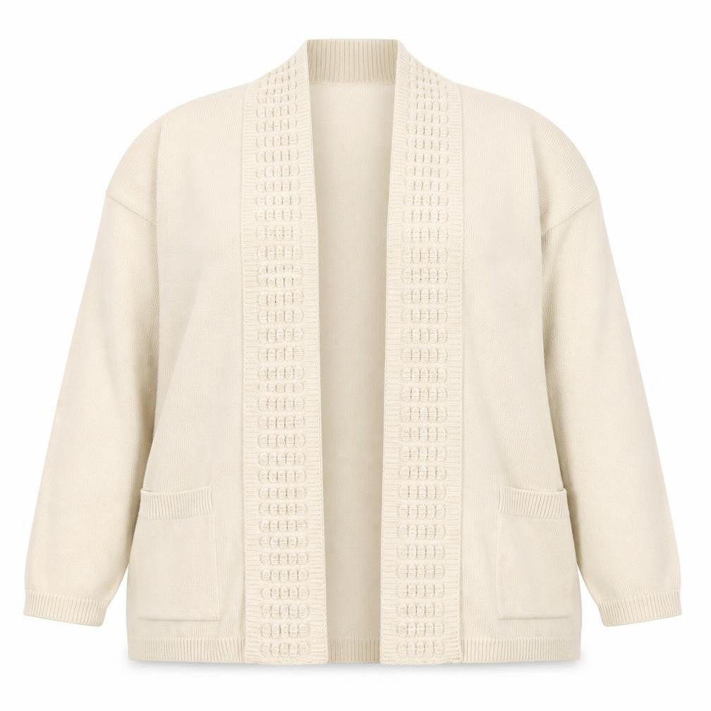 Envy Us Women Beige 2XL Open Front Cardigan Knit Jumper