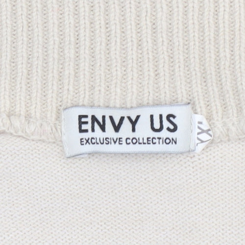 Envy Us Women Beige 2XL Open Front Cardigan Knit Jumper