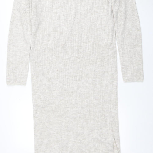 ASOS Women Beige Knitted Jumper Midi Dress Size 18 Long Sleeve