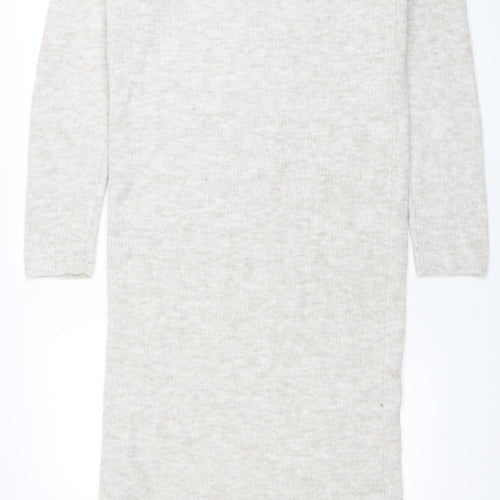 ASOS Women Beige Knitted Jumper Midi Dress Size 18 Long Sleeve