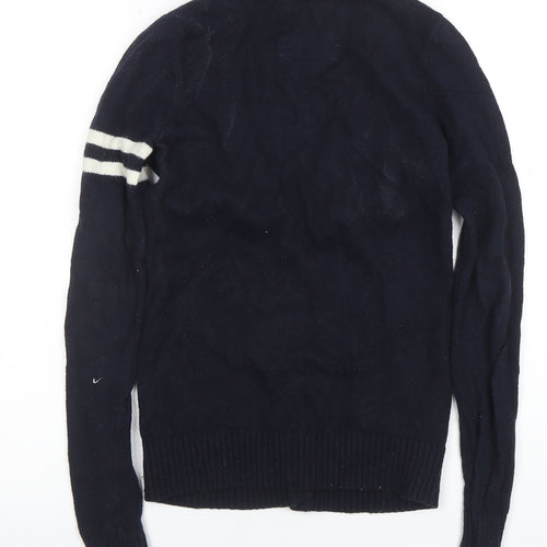 Hollister Men's Blue V-Neck Cardigan S College Style Knit Jumper