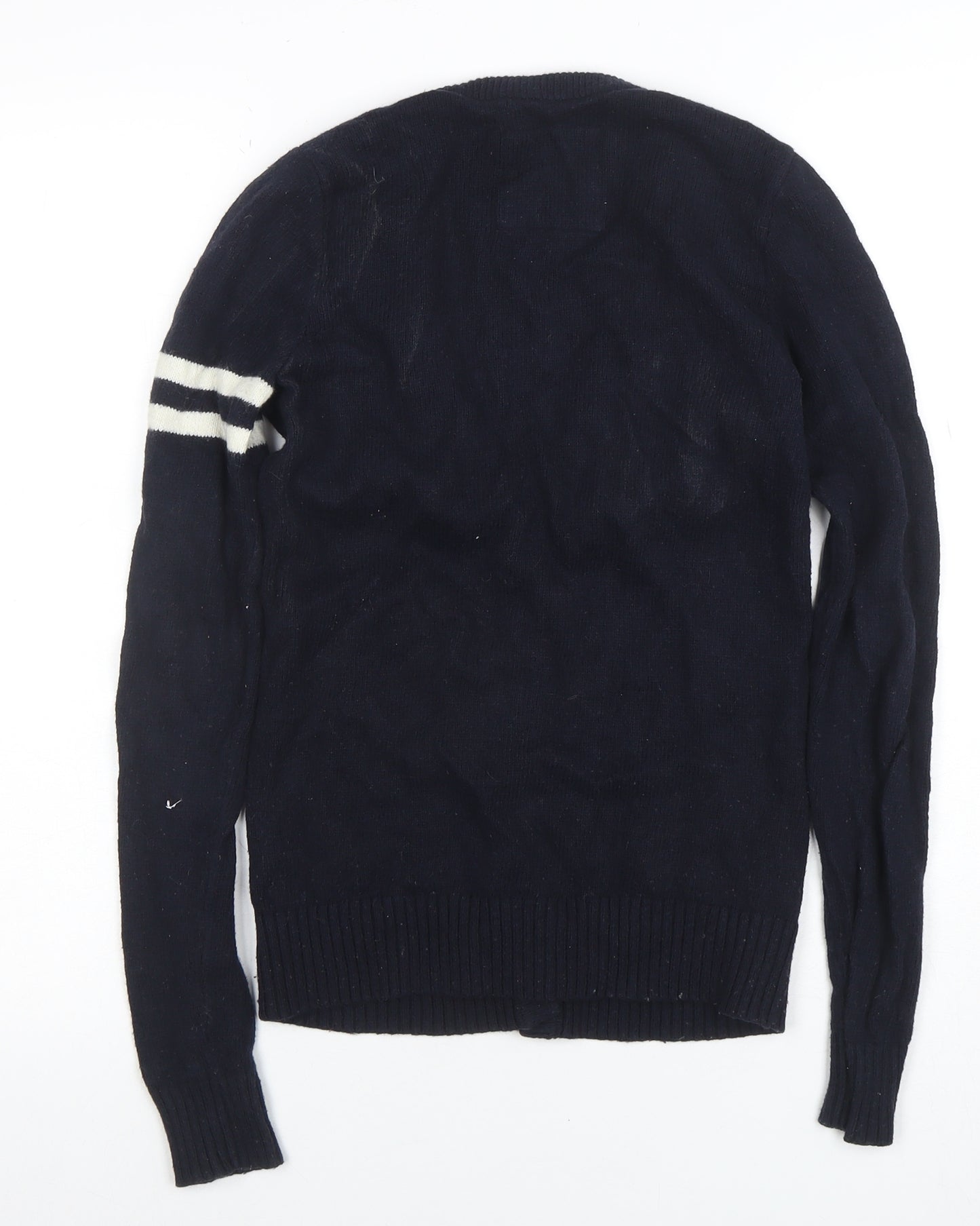 Hollister Men's Blue V-Neck Cardigan S College Style Knit Jumper