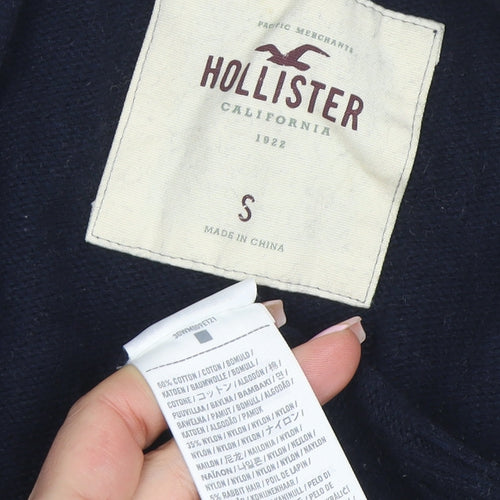 Hollister Men's Blue V-Neck Cardigan S College Style Knit Jumper