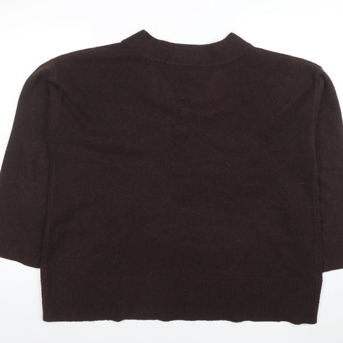 River Island Women Brown V-Neck Wool Blend Pullover Jumper Size L