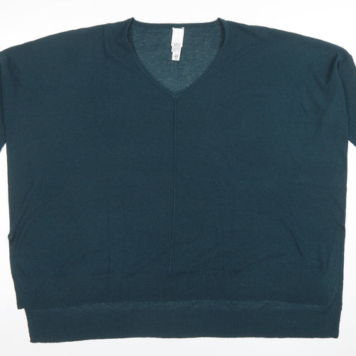 Wynne Layers Women's Green V-Neck Knit Short Sleeve Blouse Size S