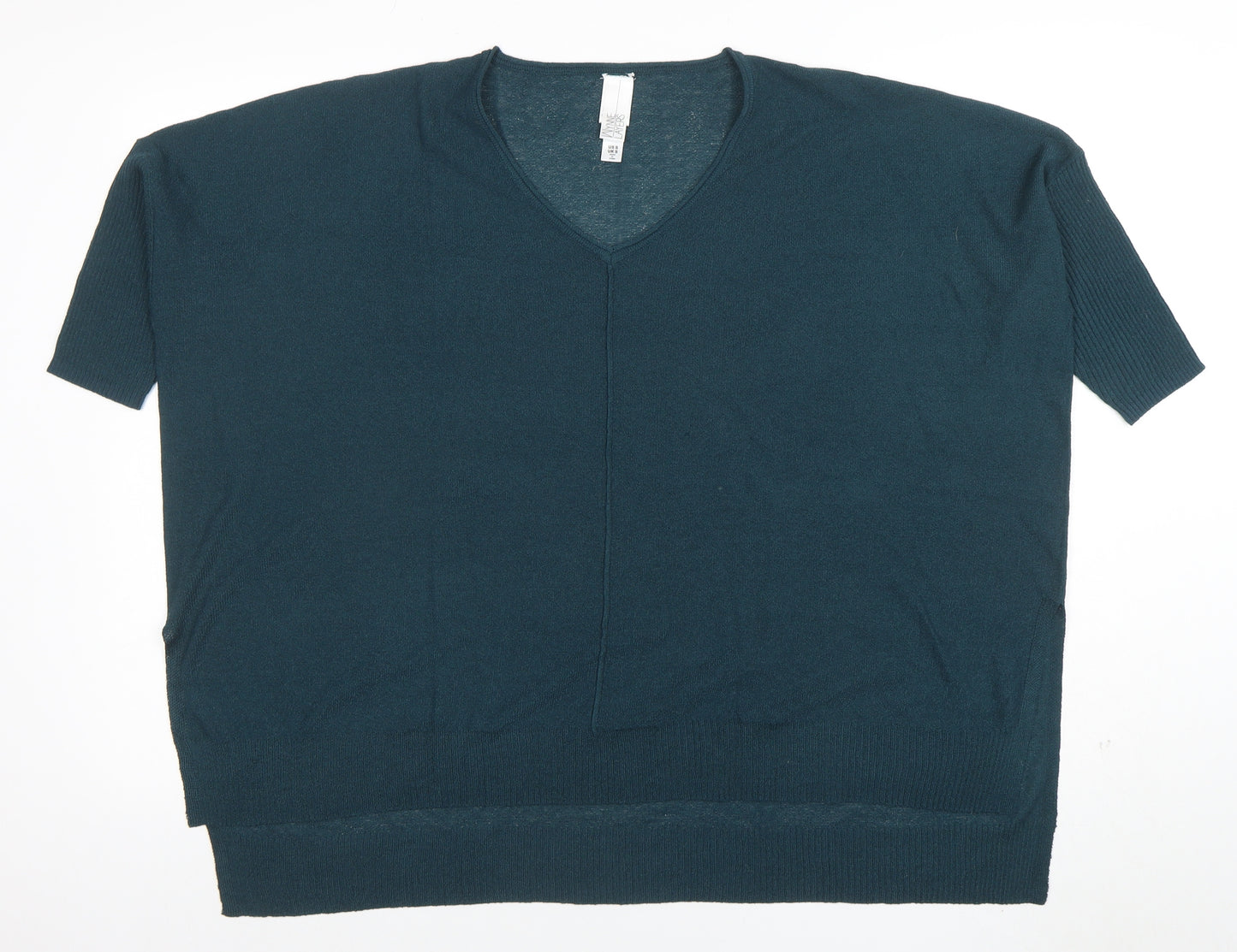 Wynne Layers Women's Green V-Neck Knit Short Sleeve Blouse Size S
