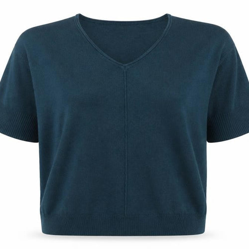 Wynne Layers Women's Green V-Neck Knit Short Sleeve Blouse Size S