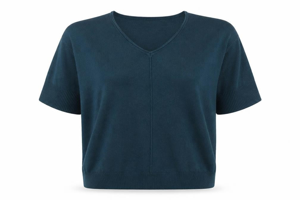 Wynne Layers Women's Green V-Neck Knit Short Sleeve Blouse Size S