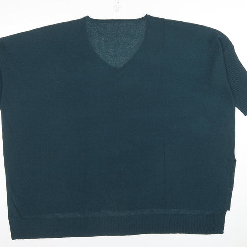 Wynne Layers Women's Green V-Neck Knit Short Sleeve Blouse Size S
