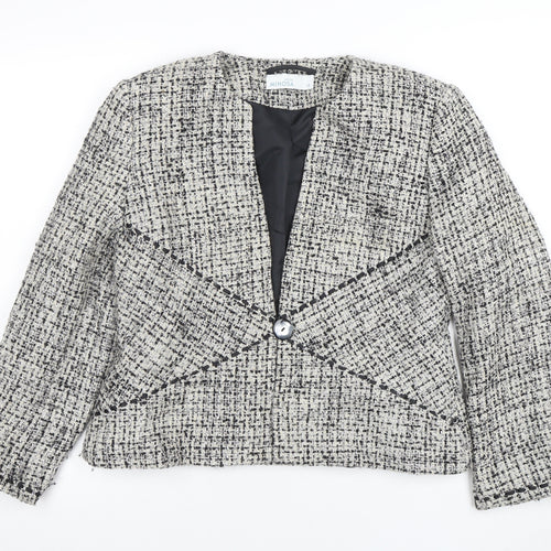 Minosa Petite Women’s Grey Bouclé Wool Blend Blazer Jacket Size 14
