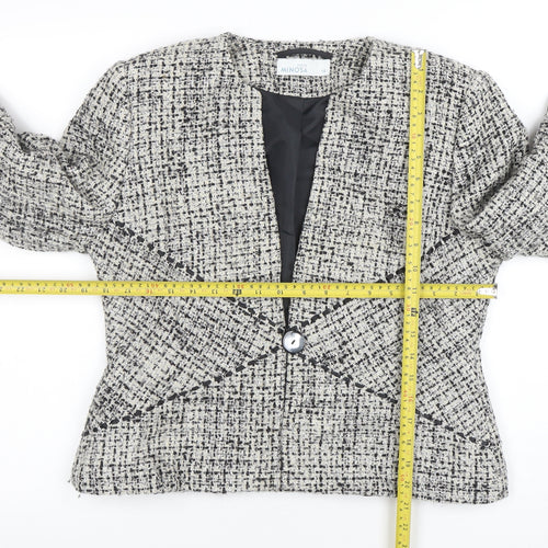 Minosa Petite Women’s Grey Bouclé Wool Blend Blazer Jacket Size 14
