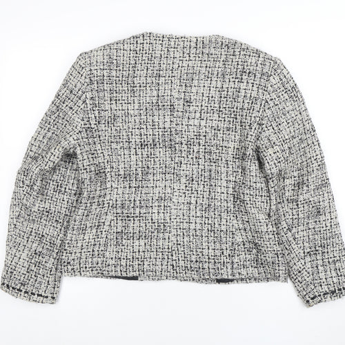 Minosa Petite Women’s Grey Bouclé Wool Blend Blazer Jacket Size 14