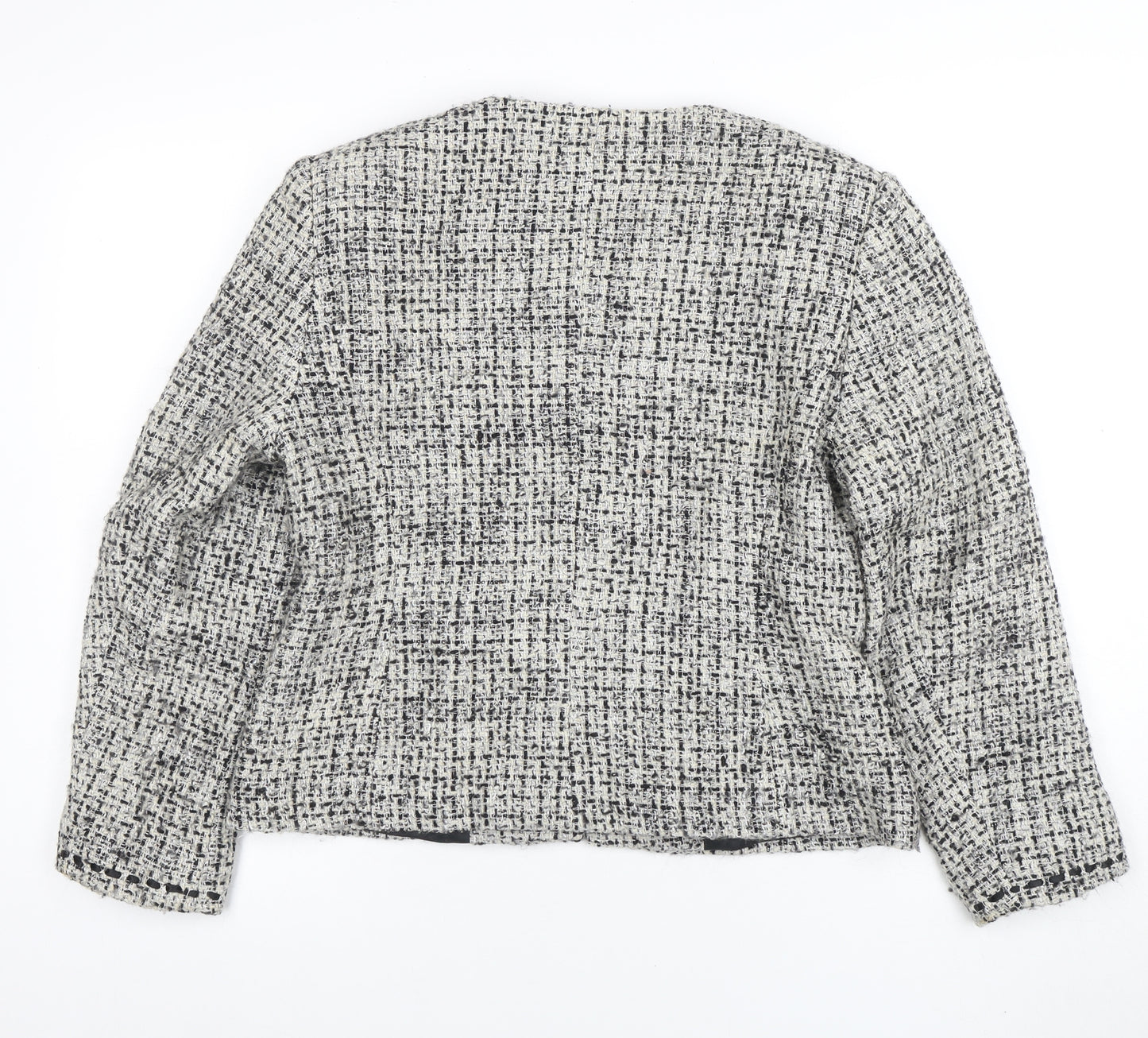 Minosa Petite Women’s Grey Bouclé Wool Blend Blazer Jacket Size 14