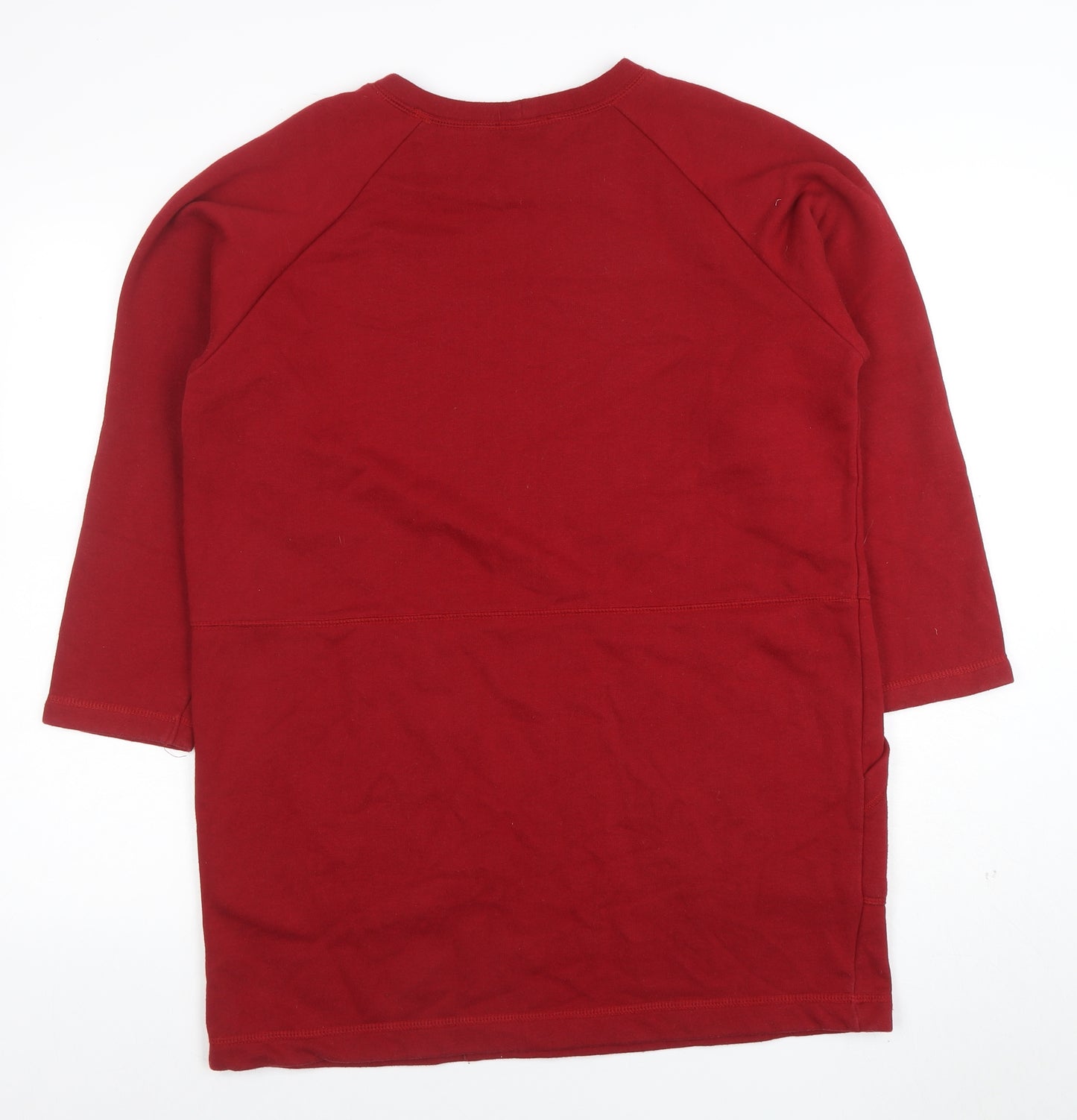 ZARA Women Red Shift Dress Size M 3/4 Sleeve Jersey Cotton Blend