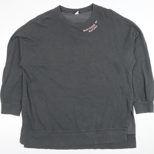 Old Navy Women's Grey Graphic Pullover Sweatshirt Size L Cotton Blend
