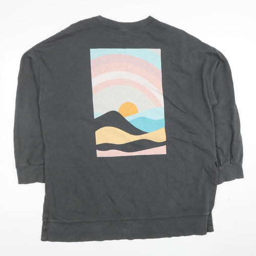 Old Navy Women's Grey Graphic Pullover Sweatshirt Size L Cotton Blend