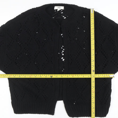 Marks and Spencer Women's Black Open-Knit Cardigan M