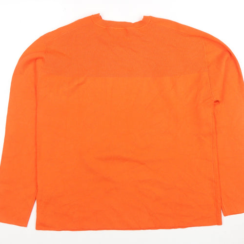 Marks and Spencer Womens Orange M Crew Neck Button Shoulder Jumper