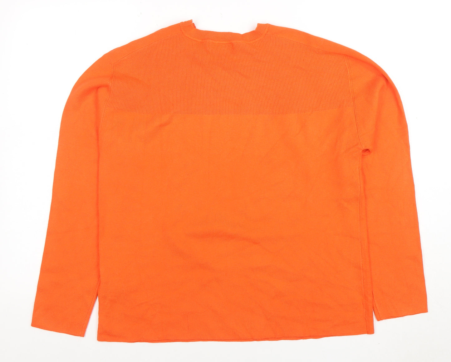 Marks and Spencer Womens Orange M Crew Neck Button Shoulder Jumper