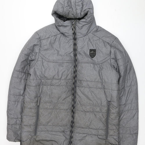 Decathlon Men's Grey XL Puffer Jacket Hooded Winter Coat