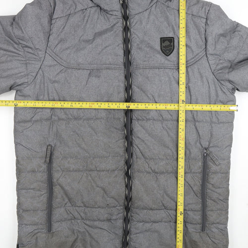 Decathlon Men's Grey XL Puffer Jacket Hooded Winter Coat