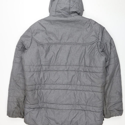 Decathlon Men's Grey XL Puffer Jacket Hooded Winter Coat