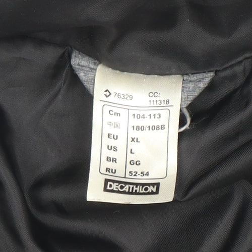 Decathlon Men's Grey XL Puffer Jacket Hooded Winter Coat