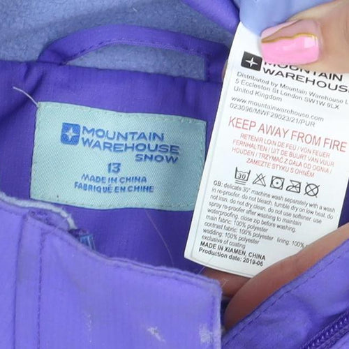 Mountain Warehouse Girls Purple Ski Jacket 13 Years Waterproof Hooded Winter Coat