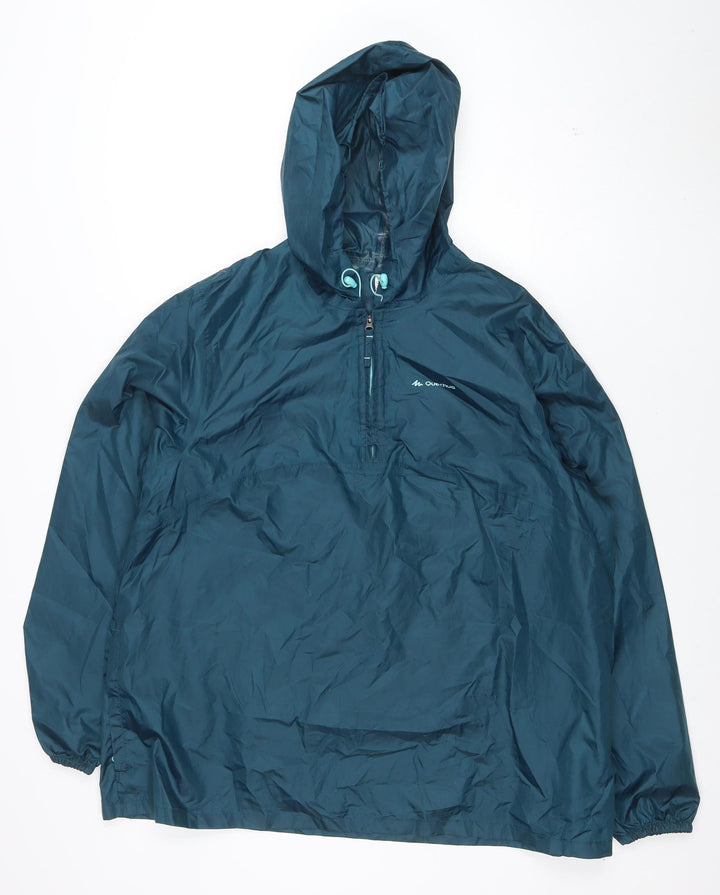 Quechua Men’s Blue L Anorak Lightweight Hooded Hiking Jacket