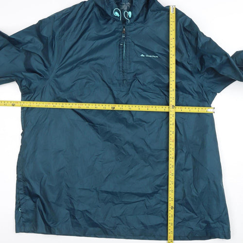 Quechua Men’s Blue L Anorak Lightweight Hooded Hiking Jacket