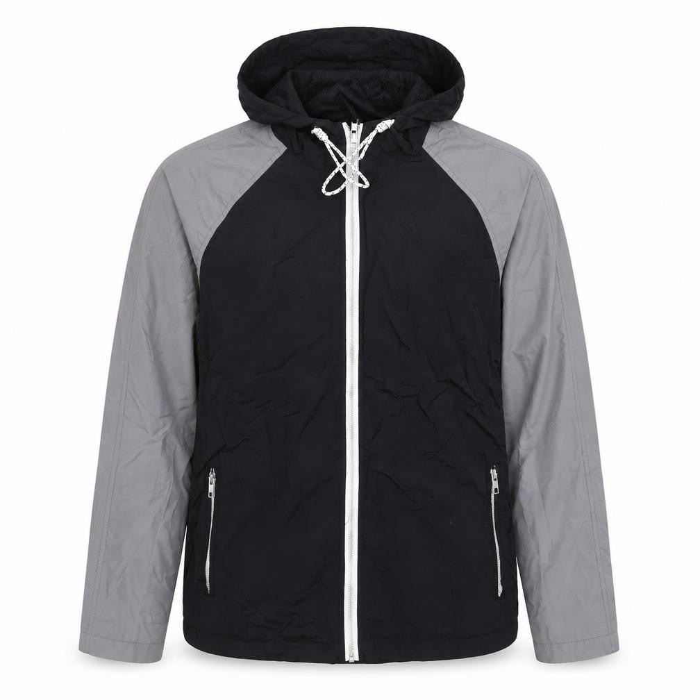 Rhino Rugby Black Label Men’s Black Grey Hooded Windbreaker Jacket Size S
