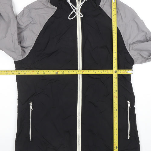 Rhino Rugby Black Label Men’s Black Grey Hooded Windbreaker Jacket Size S