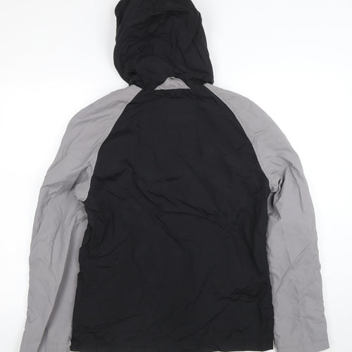 Rhino Rugby Black Label Men’s Black Grey Hooded Windbreaker Jacket Size S