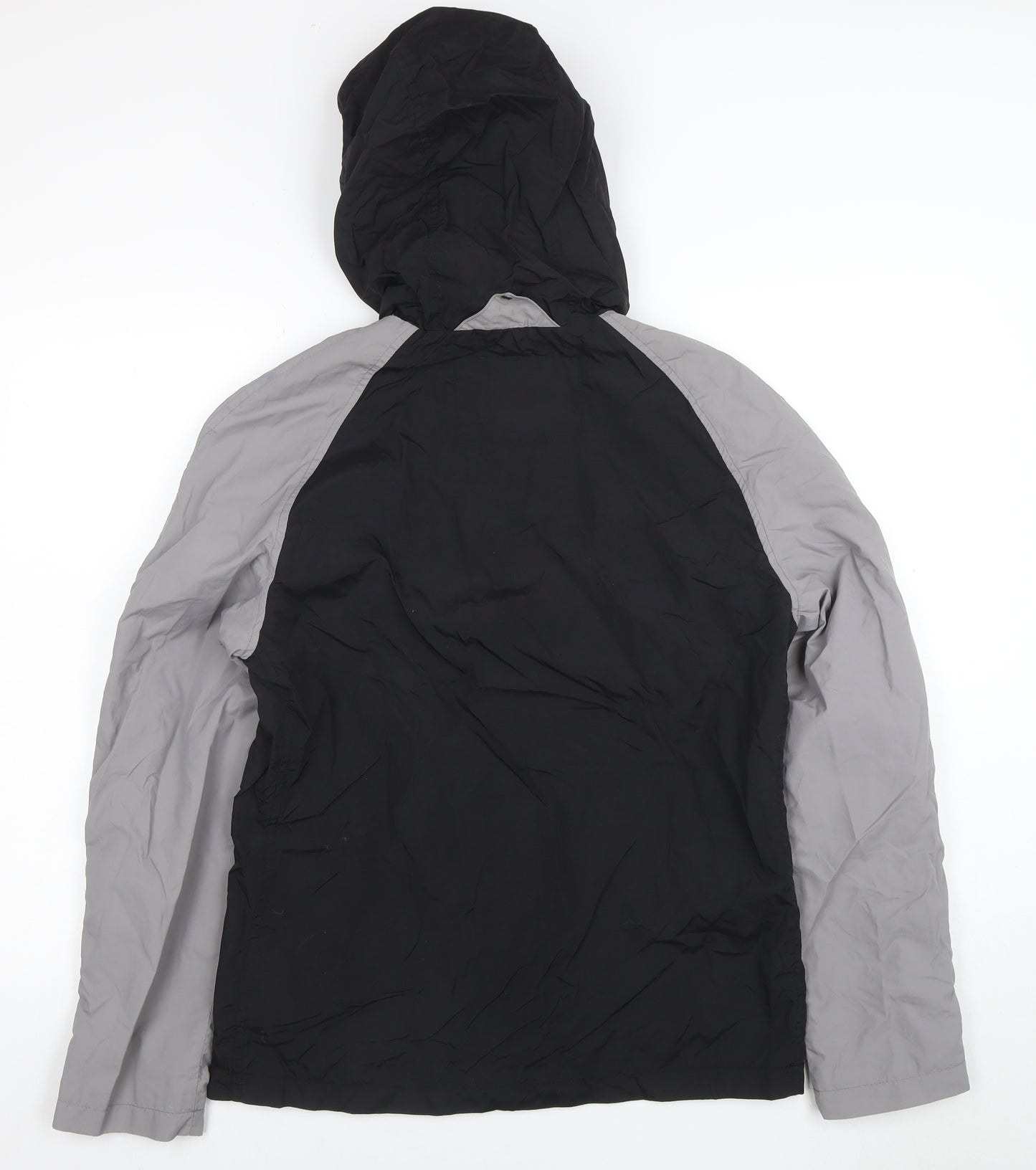 Rhino Rugby Black Label Men’s Black Grey Hooded Windbreaker Jacket Size S