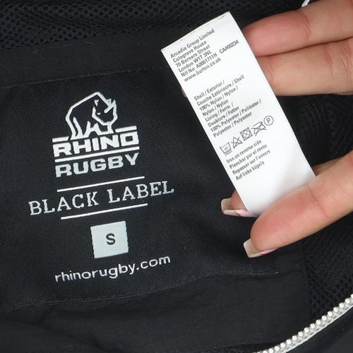 Rhino Rugby Black Label Men’s Black Grey Hooded Windbreaker Jacket Size S